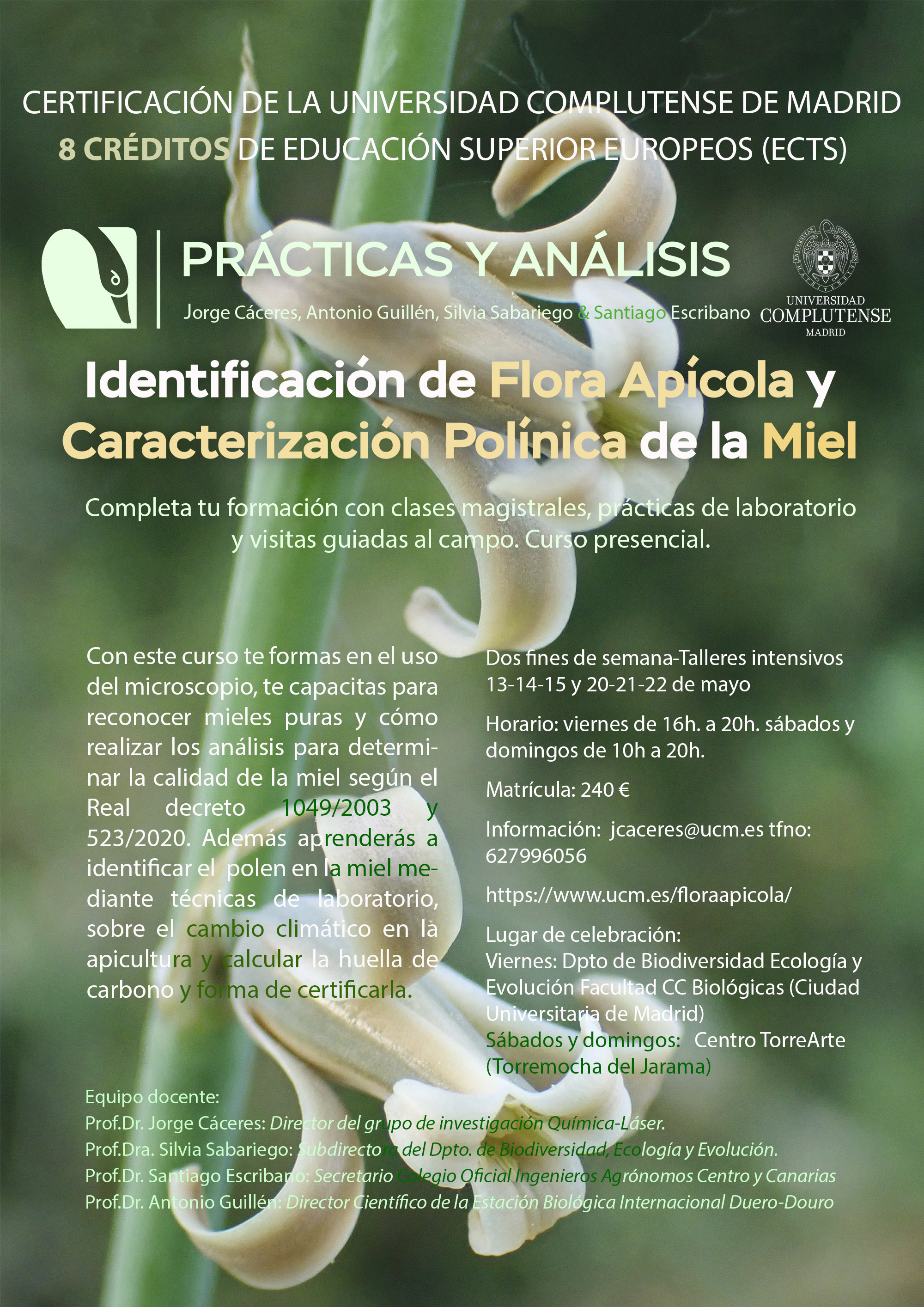 Curso "Identificación de Flora apícola y caracterización polínica de la miel. Prácticas y análisis"